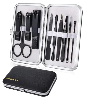 Immagine prodotto di Kit per manicure e pedicure, 10 pezzi, colore nero