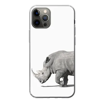Produktbild von MuchoWow® Handyhülle Schutzhülle Hülle für iPhone 13 Pro Rhinozeros - Tiere - Weiß Silikon Softcase Handy Hülle - Handy-Tasche