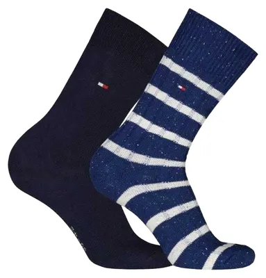 Image de Tommy Hilfiger - Chaussettes pour homme (lot de 2) NA105 (44,5 EU - 47 EU) (Bleu marine foncé)