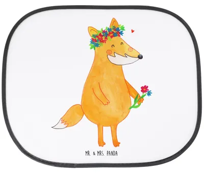 Produktbild von Mr. & Mrs. Panda Auto Sonnenblende Fuchs Blumen - Weiß - Geschenk, Sonnenschutz Autoscheibe, saugnapf, Freundin, Boho, Ich, Seitenscheibe, Blumenliebe, Liebe