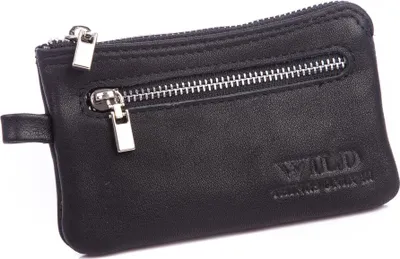 Produktbild von WILD Things Only Schlüsseletui Echtleder 2 Reißverschluss 12 cm Schwarz
