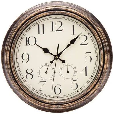 Produktbild von Stille Wanduhr 30cm mit Thermometer Hygrometer