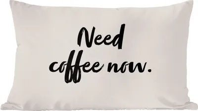 Produktbild von MuchoWow® Zierkissen Sofakissen Wohnzimmer Dekokissen 60x40 cm Zitate - Sprichwörter - Ich brauche jetzt Kaffee - Kaffee - Kopfkissen - Polster mit Foto