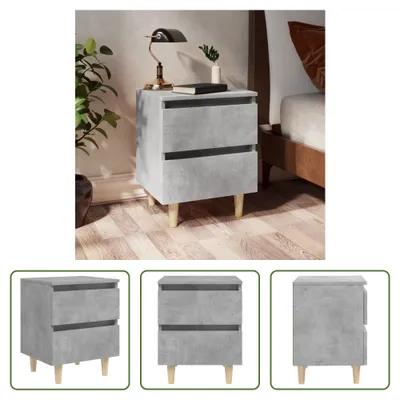 Produktbild von The Living Store Nachttisch mit Kiefernholz-Beinen Betongrau 40x35x50 cm
