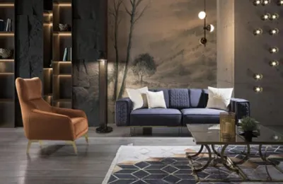 Produktbild von Sessel Einsitzer Luxus Polster Möbel Wohnzimmer Braun Sessel Textil Lounge Neu