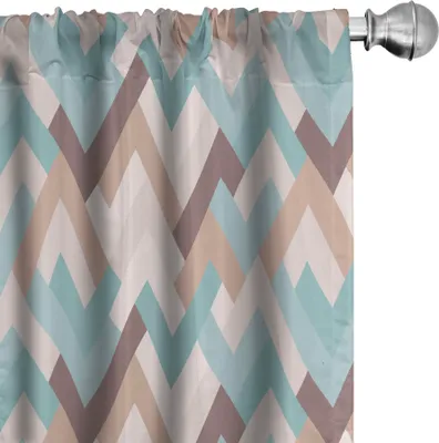 Produktbild von ABAKUHAUS Abstrakt Vorhänge, Gardinen, Chevron Inspired Modernisierte Drucken, 2 Stück 75 x 245 cm, Mehrfarbig