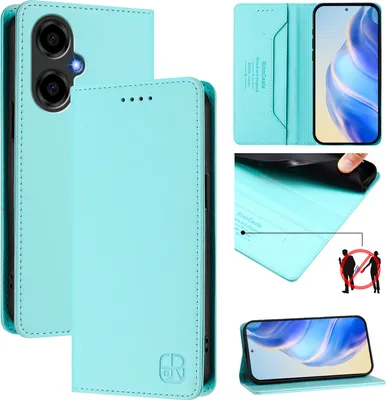 Immagine prodotto di Custodia in pelle per BLU G64, flip case con slot per carte, portafoglio e supporto Turchese