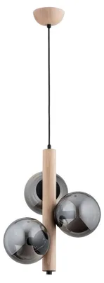 Zdjęcie produktu dla Lampa wisząca KANET jasne drewno-dymiona 3xE14x10W drewno wym:90x35x35cm IP20 Alfa