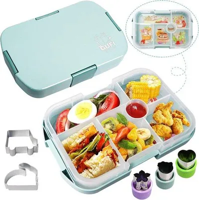 Image de Boîte à lunch à 6 compartiments, adaptée au micro-ondes, noire, pour l'école et les sorties