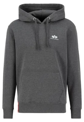 Produktbild von Alpha Industries Herren Basic Hoody Small Logo, Charcoal Heather/White, 3XL