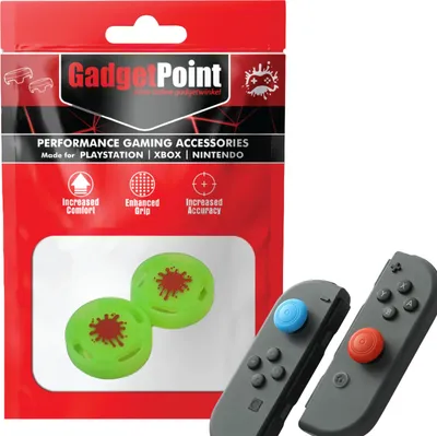 Produktbild von Thumbgrips - Thumb Grips voor Nintendo Switch Joy-Con Controllers - Gaming Thumbgrips - Performance Anti-Slip Thumbsticks - Bescherming Accessoires - Splash - Groen -
