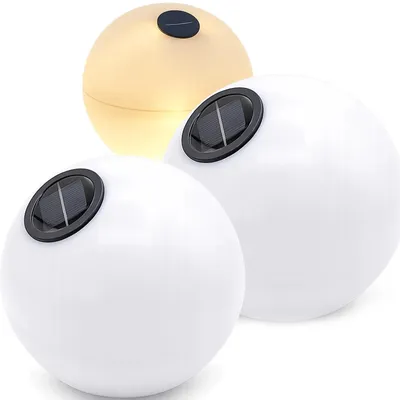 Produktbild von Solarleuchte Kugel Gartenleuchte Solar Lampion 28 cm Warmweiß 2er Set 3 LED Dämmerungssensor IP44