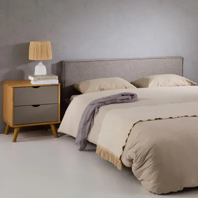 Produktbild von Kopfteil DACIO gepolstert 120cm grau – elegantes Bettkopfteil, Melange-Optik, widerstandsfähiger Stoffbezug, langlebig und bequem, klassisches Design
