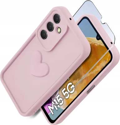 Obrázok produktu pre Samsung M15 5G silikónové matné puzdro v tvare srdca + ochrana displeja 9H