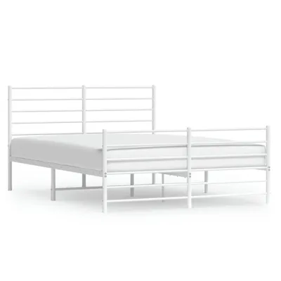 Zdjęcie produktu dla Metalowa Rama Łóżka Z Wezgłowiem I Zanóżkiem, Biała, 140X200 Cm Lumarko!