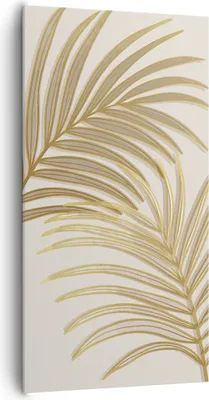 Produktbild von Bild auf Leinwand - Leinwandbild - Einteilig - Golden Blätter Palmen - 65x120cm - Wand Bild - Wanddeko - Wandbilder - Leinwanddruck - Bilder - Wanddekoration - Leinwand bilder - PA65x120-4738