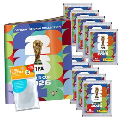 Produktbild von Bundle mit WM 2026 Sticker - 1 Sammelalbum + 10 Tüten+ exklusive collect-it Hüllen