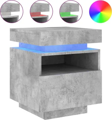 Zdjęcie produktu dla Szafka nocna z oświetleniem LED, szarość betonu, 40x39x48,5 cm