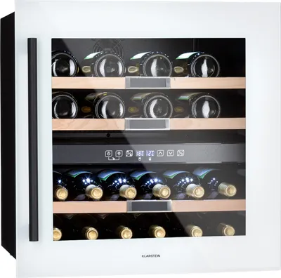 Obrázek produktu pro Klarstein vinotéka 2 zóny, malá, 85 l, skleněné dveře, vestavná, 36 lahví