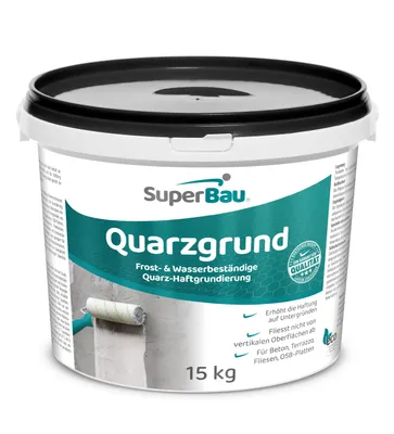 Produktbild von Superbau Quarzgrund Weiß 15kg - Haftgrund Fliese auf Fliese mit Quarzsand - Quarzgrundierung auf Fliesen & Putz & Beton, Fliesengrundierung, Putzgrund