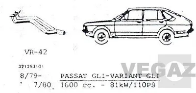 Produktbild von VEGAZ Abgasrohr Auspuffrohr für VW PASSAT Variant (33) Vorne VR-42