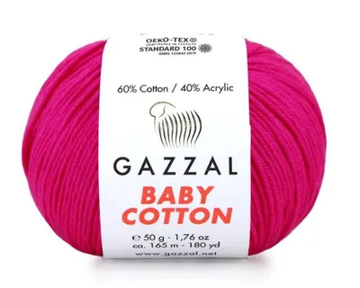 Obrázek produktu pro Gazzal Bavlna 3461: Příze pro pletení a háčkování, směs bavlny, 50 g, 165 m, tmavě růžová