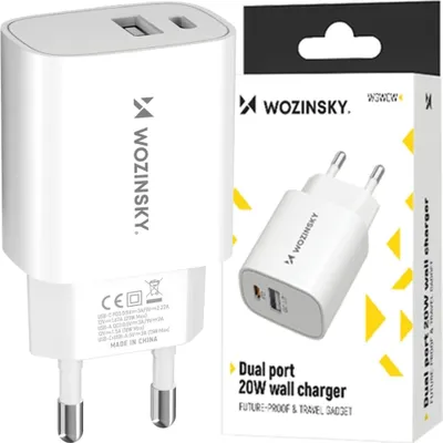 Immagine prodotto di Wozinsky Wgwcw Caricatore di rete Usb-A Usb-C 20W - Bianco