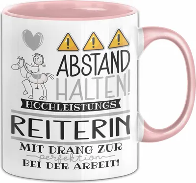 Produktbild von Reiterin Tasse Geschenk Lustig Abstand Halten Hochleistungs-Reiterin Mit Drang Zur Perfektion Bei Der Arbeit (Rosa)