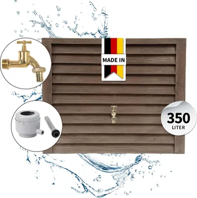 Produktbild von GARANTIA WOODY Wandtank Komplett-Set 350 Liter darkwood inkl. Messing-Auslaufhahn und Fallrohranschluss