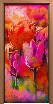 Produktbild von Türposter 90x200 cm Türaufkleber Türtapete Türfolie Klebefolie Blumen Moderne Malerei Schönen Tulpen
