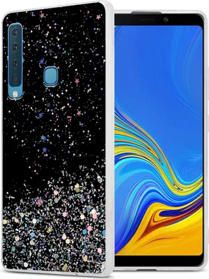 Produktbild von Cadorabo Hülle für Samsung Galaxy A9 2018 Schutz Hülle in Schwarz Handyhülle TPU Etui Glitter Cover Case Glitzer