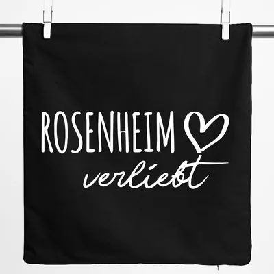 Produktbild von Huuraa Kissenbezug Rosenheim verliebt 40x40cm Black Baumwolle Dekokissenbezug Geschenkidee