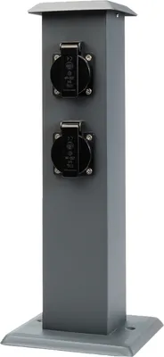 Produktbild von Grafner Außensteckdose Gartensteckdose Steckdosensäule 4-Fach, 3600 Watt, IP44,  anthrazit,  Pulver-Beschichtung, Metall Mehrfach Außen Steckdose