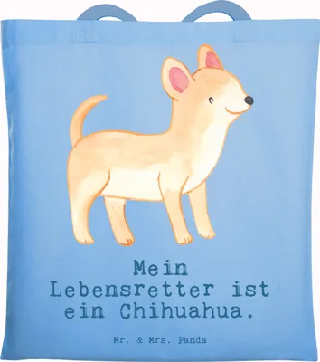 Produktbild von Mr. & Mrs. Panda Tote Bag Chihuahua Lebensretter - Sky Blue - Geschenk, Büchertasche, Shopping Tasche, Beutel, Jutebeutel
