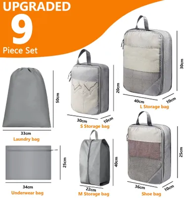 Productafbeelding van Compressie opslagzakken 9 pack, kledingtassen voor koffer organizer, voor reizen