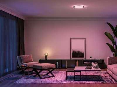 Produktbild von Philips Hue White and Color ambiance Tento rundes WCA LED-Deckenpanel 42,1 cm schwarz, Bluetooth/Zigbee, Schwarz, Multi, 2000 K, 6500 K, 23 W