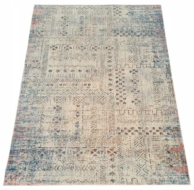 Produktbild von Gemusterter Stückteppich 140x190 cm FRANCO - blau / beige