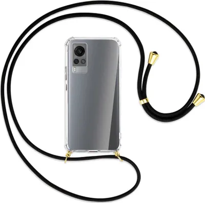Produktbild von Handykette Backcover-Schutzhülle mit Band (Metall goldfarben) für vivo X60 - schwarz