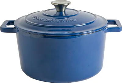 Produktbild von Argon Ta Gusseisen Auflaufgericht - Enameled Dutch Oven - Selbst Basting Deckel - Hebt zu Backofen - 24cm - Mitternachtsblau