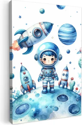 Produktbild von Wanddeko 60x90 cm - Kinder Jungen - Weltraum Blau, Wandbilder, Wanddeko Wohnzimmer, Bild