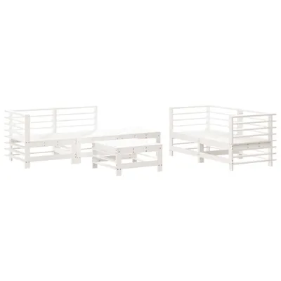 Image de vidaXL Ensemble salon de jardin 6 pièces blanc pin massif