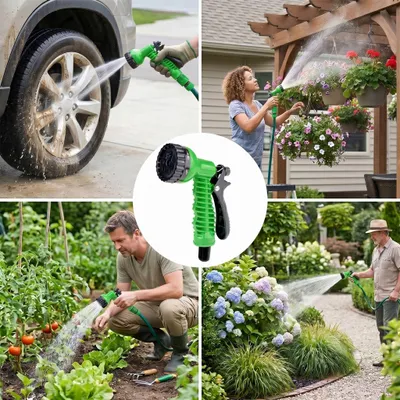 Immagine prodotto di Pistola da giardino con ugello regolabile per tubo da irrigazione, 7 modalità, 3 accessori