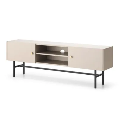 Obrázek produktu pro BEAUTYSOFA | TV skříň DALIA 155 cm kašmír, TV lowboard se 2 dvířky a otevřenou policí, televizní skříň, skříně do obývacího pokoje, moderní TV skříňka
