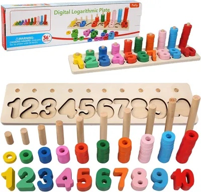 Immagine prodotto di Giocattoli educativi per bambini dai 3 ai 5 anni - Giocattoli Montessori per imparare i numeri - Giocattoli in legno - Giochi di puzzle per l'apprendimento - Puzzle in legno