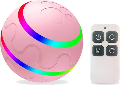 Produktbild von Interaktives Hundespielzeug ball, mit Fernbedienung Selbstdrehender Huepfball, 360° Rollen Elektrisch Ball mit LED-Licht, USB Wiederaufladbares, Smart Wicked Ball für Katzen Hunde, Pink