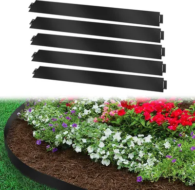 Produktbild von TolleTour Rasenkante Metall 100 x 15 cm 5m Beeteinfassung Mähkante Verzinkt Wegbegrenzung Beetumrandung Palisade Schwarz
