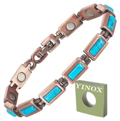 Productafbeelding van Vintage Koper Armband met Turquoise Steentjes voor Dames