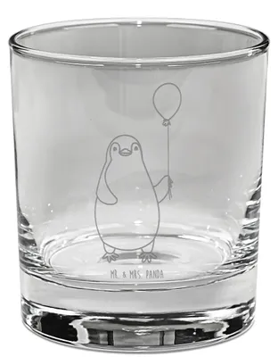 Produktbild von Mr. & Mrs. Panda Whiskyglas Pinguin Luftballon - Transparent - Geschenk, Gravur, Tumbler Glas, Kirmes, Pinguine, Rocks, Jahrmarkt, Geschenkidee, Liebe, Neustart, Whiskey