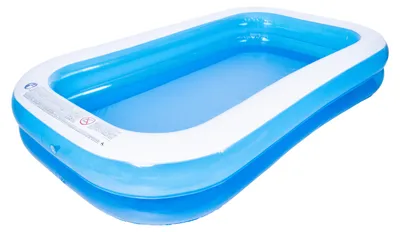Produktbild von SunClub Planschbecken Familienpool rechteckig 305 x 183 x 50 cm blau/weiß mit 3 Luftringen und Ablaufventil
