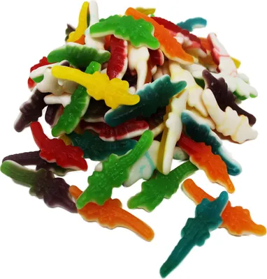 Image de Gomme fruitée crocodiles avec base en sucre mousseux mou Halal 175g